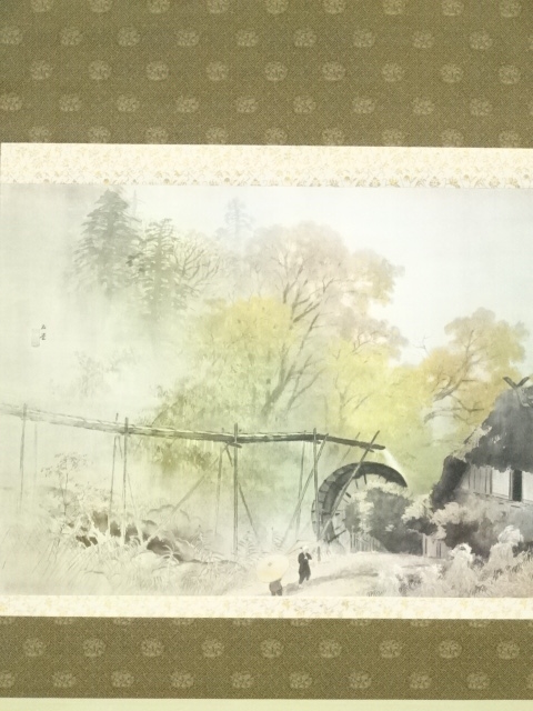 道具 ] - 道具 川合玉堂 彩雨 印刷工芸品 紙本掛軸（共箱） | ネット